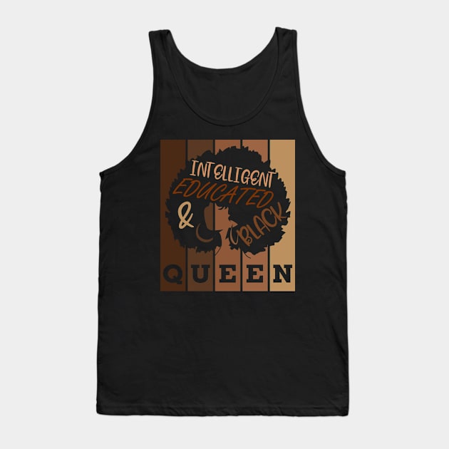 Intelligent, Educated and Black Queen Tank Top by Seaside Designs